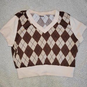 Brown / Cream crop top